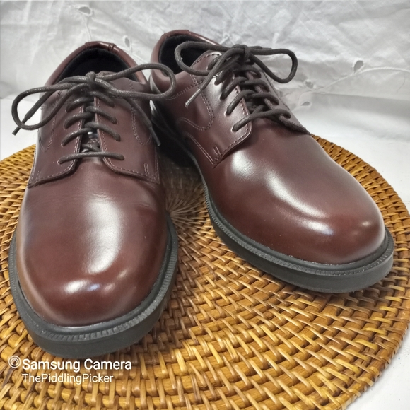 Deer Stags Supro Sock 10.5 M Brown Leather Times Plain Toe Oxford Lace Up Shoe - Picture 2 of 13